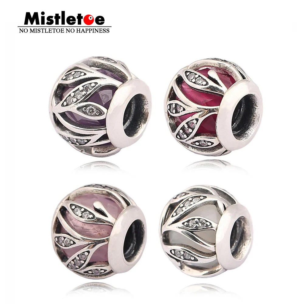 

Authentic 925 Sterling Silver Nature's Radiance Charm, Synthetic Rubye Pink Purple & Clear CZ Bead Fit European Bracelet Jewelry