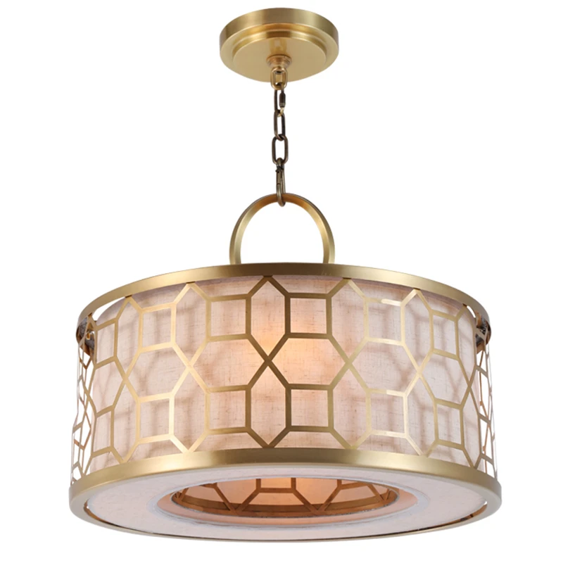 Европейский Lustre Современный Люстра светильник из ткани черного золота подвесной
