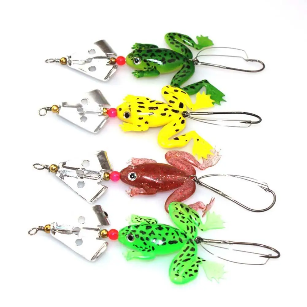 Lot 4pcs Rubber Frog Soft Fishing Lures Bass CrankBait Sinking 9cm 3.54