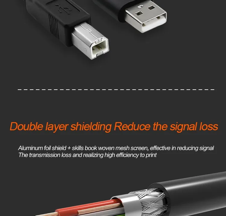 USB B Кабель USB 2,0 Тип A штекер в B Мужской Сканер кабель для синхронизации данных зарядное устройство кабель для принтера для продажи лазерного принтера