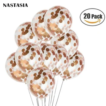 

10/20/50pcs of rose gold paper balloon 12 "confetti transparent balloons, wedding day decorations. party supplies latex balloon