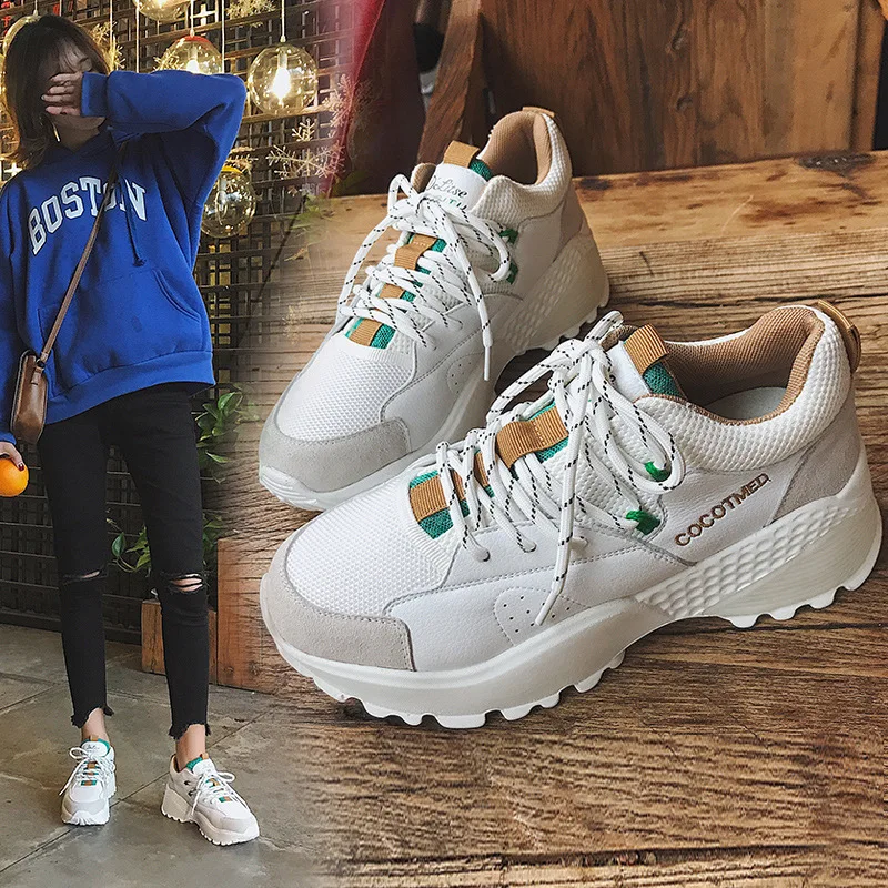 

2018 Spring New Pattern Sneakers Dad Shoe Thick Bottom Korean Edition Fashion Chalaza Women's Shoes ALEX