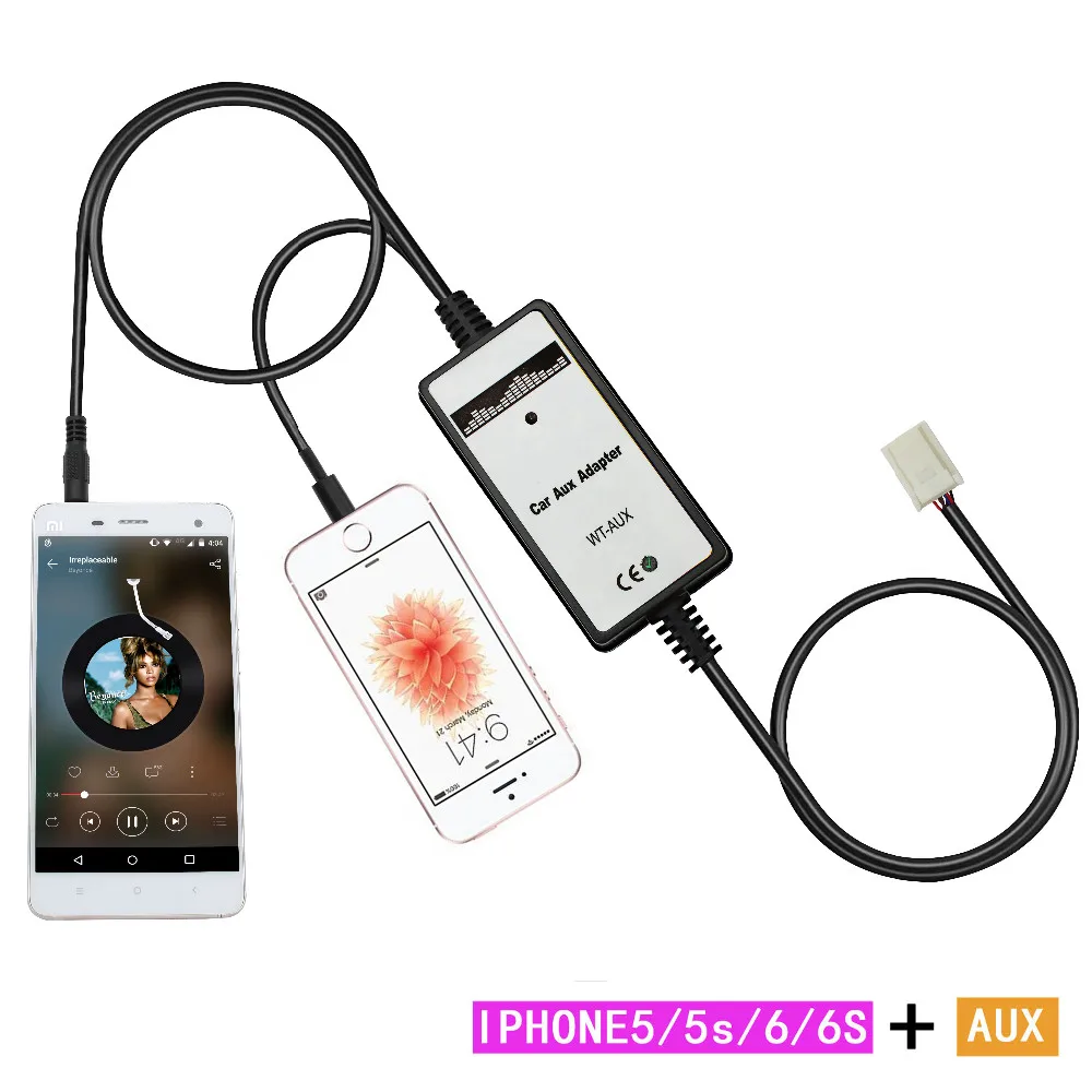 Moonet автомобильный AUX адаптер MP3 3,5 мм AUX Интерфейс iphone Lightning(6+ 6 pin) для Toyota Avenis Corolla Venza Vitz Yaris RAV4 QX192