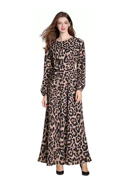

Middle east Arabic Muslim clothing women chiffon leopard dress
