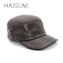 Haisum,, одноцветная Мужская Бейсболка унисекс, один размер, новинка, зимняя мужская бейсболка из натуральной кожи, плоская шляпа, 2 цвета, Cs74