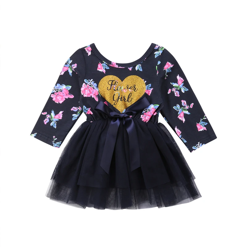 

Infant Baby Girls Dress Long Sleeve Floral Tutu Princess Tulle Party Dress Spring Autumn Clothes