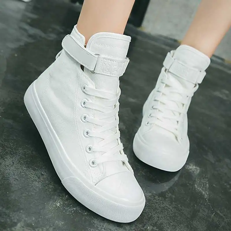 Günstige High Top Sneakers Frauen Vulkanisieren Schuhe Korb Femme Weiß Leinwand Schuhe Frau Spitze Up Trainer Frauen Tenis Feminino Casual
