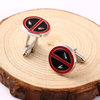 

10paris/lot Superhero Deadpool Shirt Brand Cuff Buttons Top Grade Enamel Cufflinks For Mens Gifts Wedding Cuff Links Wholesale