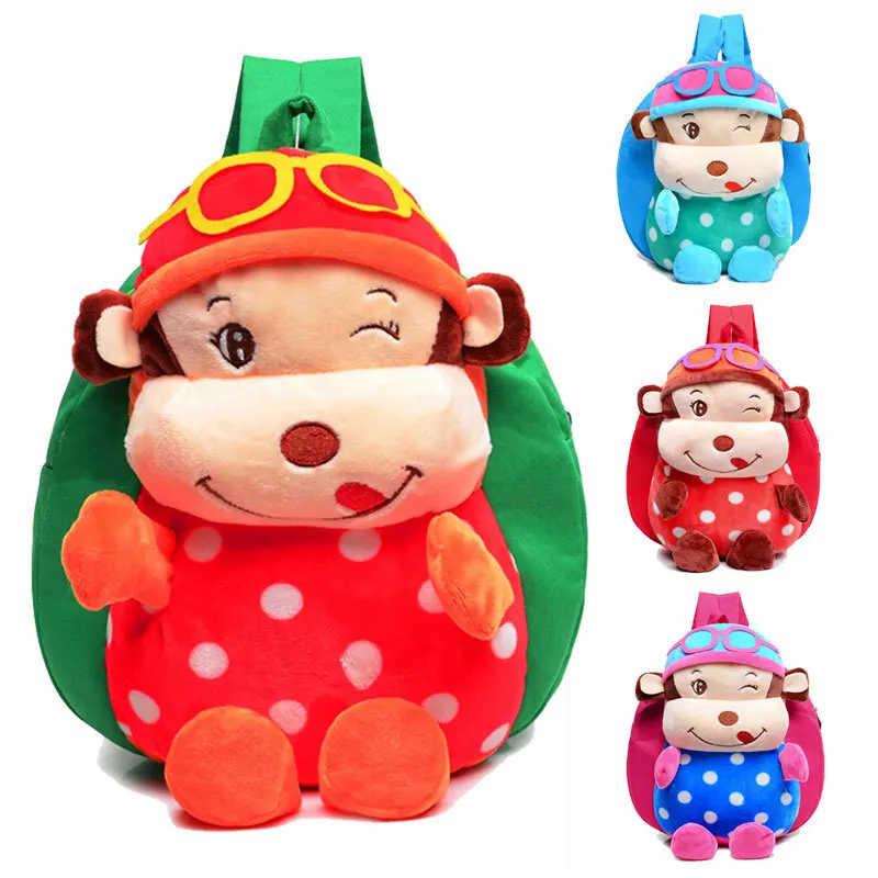 Plush Cartoon Kid Backpack cute glasses monkey Child School Bag For Boy Girl Baby mochilas infantis sac enfant | Багаж и сумки