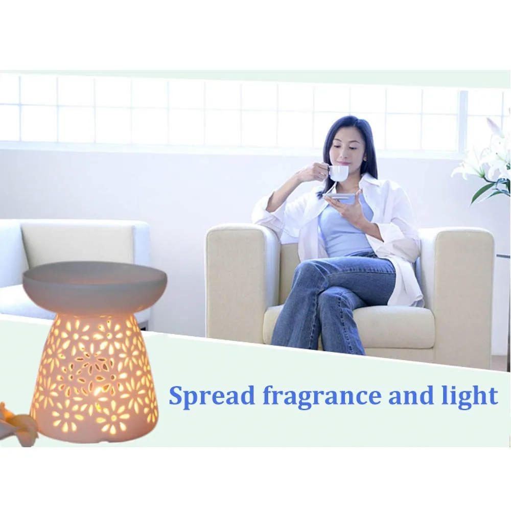 Mini Ceramic Aroma Essential Oil Lamp Hollowing Candle Furnace Essential Oil Furnace Incense Burners Home Furnishing Decoration02