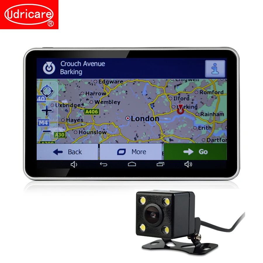 

Udricare 7 inch GPS Navigation Android GPS DVR Camcorder 16GB Allwinner A33 Quad Core 4 CPUs Radar Detector Rear View Camera GPS