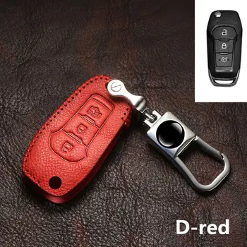 

Genuine Leather Car Key Case For Ford F-150 F-250 F-350 Explorer Ranger KA Fiesta Mondeo Cover Keyless Remote Fob Shell Retro