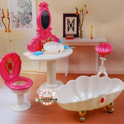 fashion Furniture bathroom Play Set Bathtub + Dresser+ toilet suite case for barbie Doll 1/6