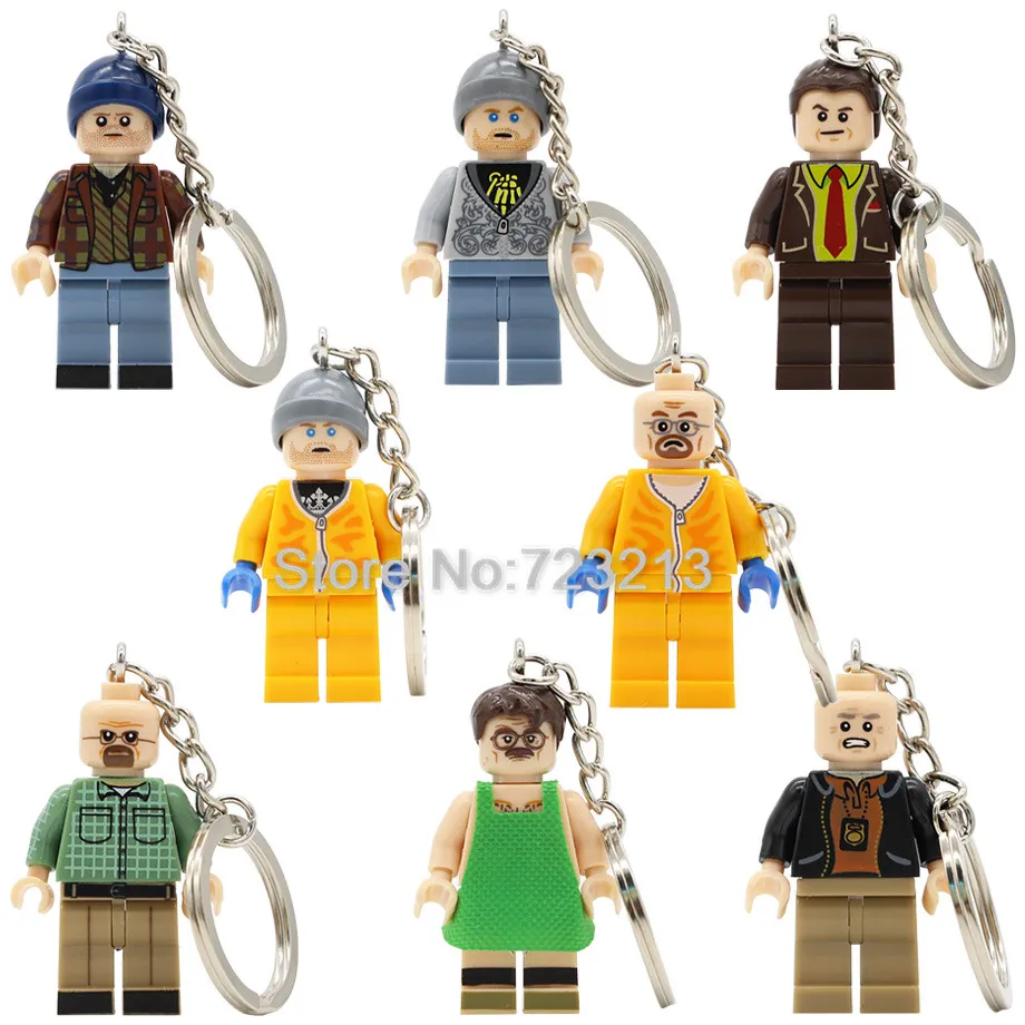 

Single Breaking Bad Legoingly Figure Keychain Walter White Jesse Pinkman Hank Schrader Lawyer Saul Building Blocks Model Toys