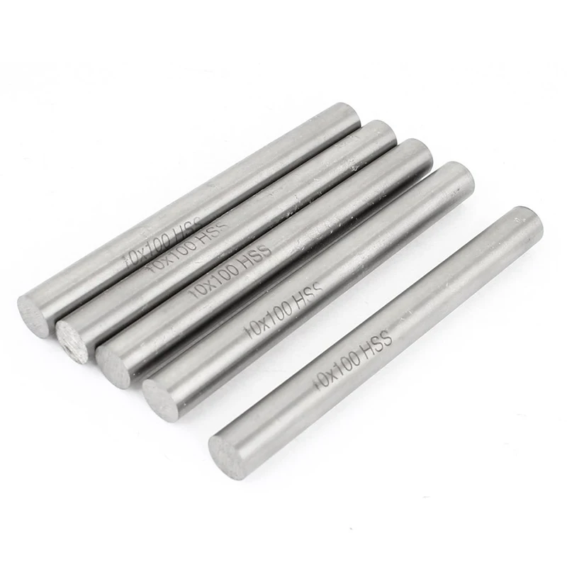 

HHTL-5 Pcs HSS High Speed Steel Round Turning Lathe Bars 10mm x 100mm