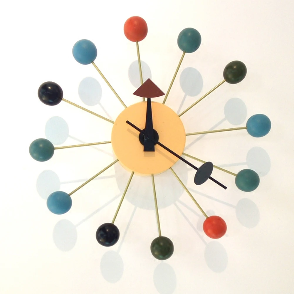 

Modern Round Metal Design Wall Clock with Wooden Bead Non Ticking Silent Clock for Kitchen Living Room Bedroom