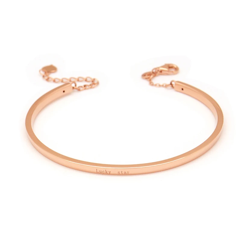 

18K rose gold engraved letter Lucky star open bracelet female models
