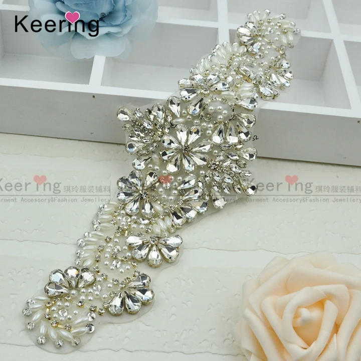 

Keering Handmade Rhinestone Beaded Sewing Patches For Dress Decoration WRA-927