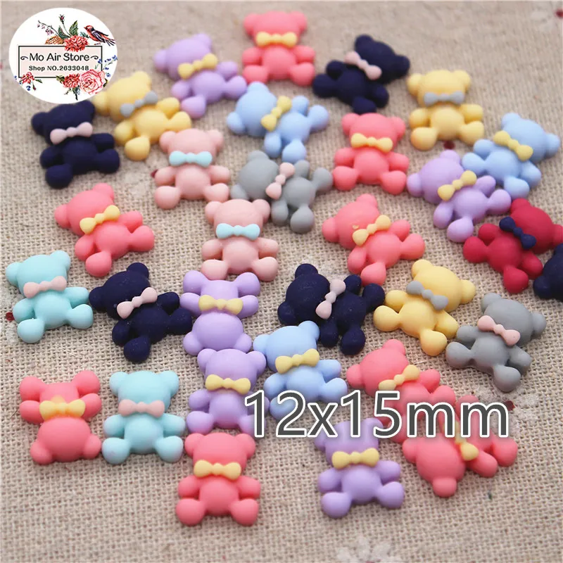 

50pcs 12x15mm mix color small bear resin flatback cabochon DIY jewelry/phone/nail art decoration