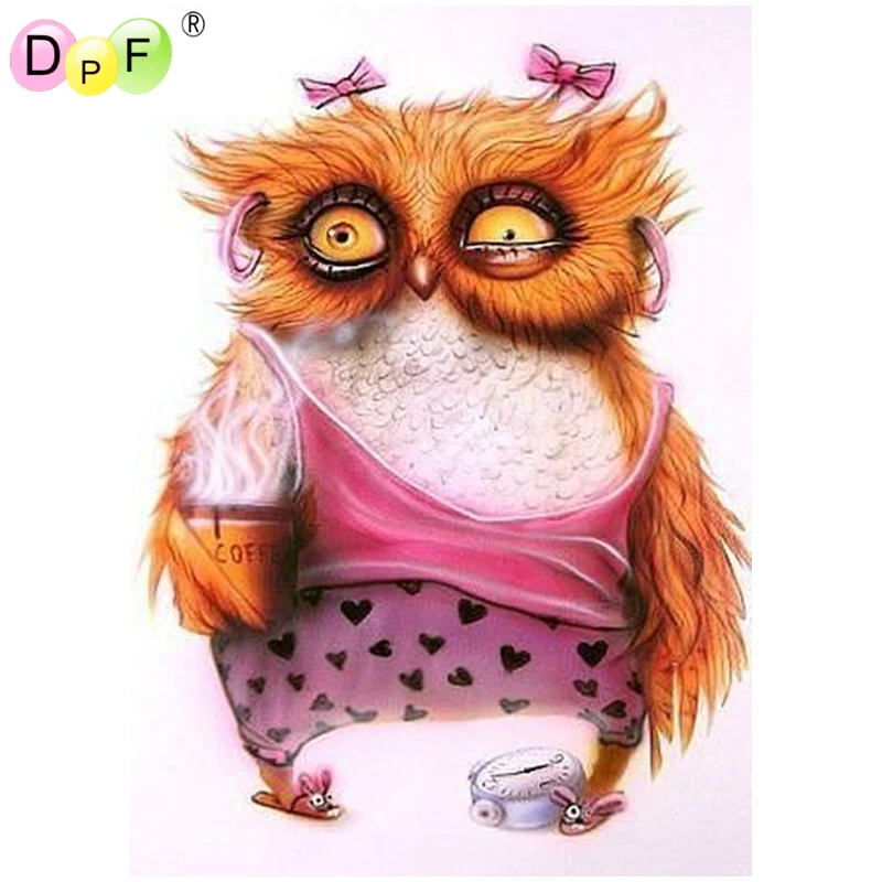 

DPF 5D full Round Diamond Painting Mosaic Decor pink cloth owl DIY Magic Cube Cross Stitch gift Diamond Embroidery art crafts