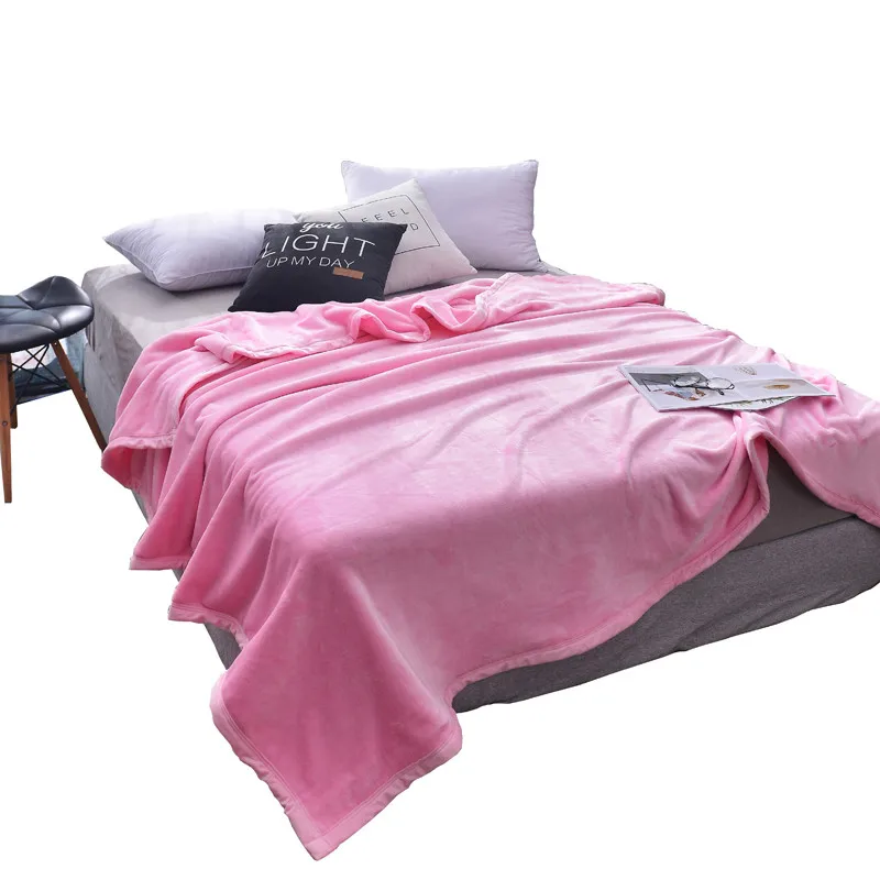 

Solid Color Thickening Home Textile Solid Blanket Fleece Flannel Adult Sofa Bedding Manta Red Green Blue Flannel Blankets Soft