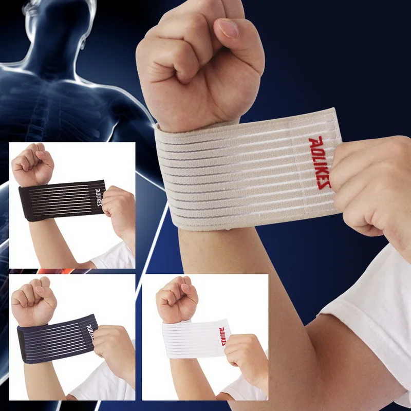 1Pair fitness cotton elastic bandage hand wrist straps sport tape