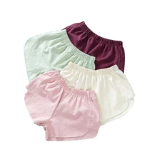 Повседневные Шорты для маленьких девочек летние детские хлопкa короткий Шорт Короткие шорты Карамельный цвет Однотонная детская одежда для От 2 до 6 лет