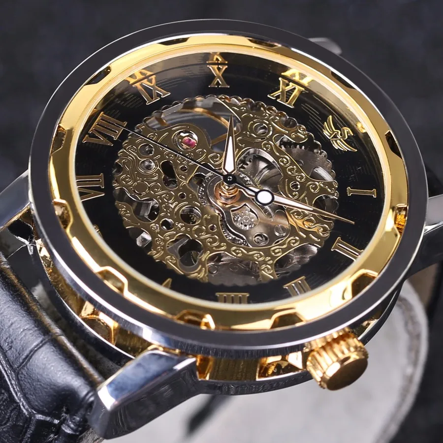 SEWOR, прозрачные золотые часы, мужские часы, Топ бренд, Роскошные мужские часы, мужские повседневные часы, Montre Homme, механические часы с скелетом, новинка