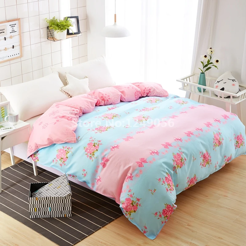 

Pastoral Beauty Flower Duvet Cover 1 Pc Pink Butterfly Knot Comforter/Quilt/Blanket Case with Zipper Twin Full Double Queen King