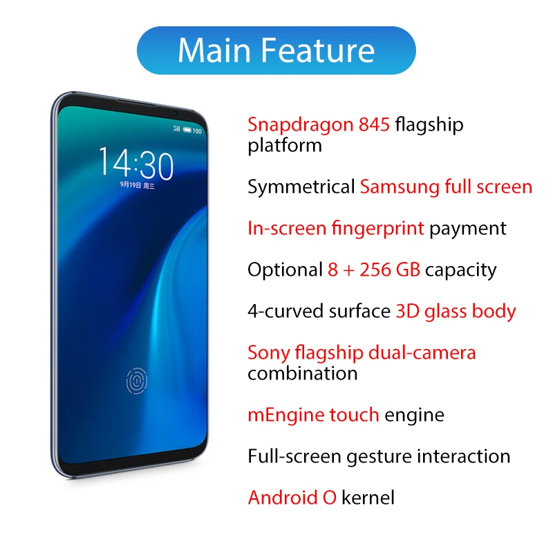 Оригинальный Meizu 16th 16 th 6GB 128GB Snapdragon 845 восьмиядерный смартфон с двумя тыловыми