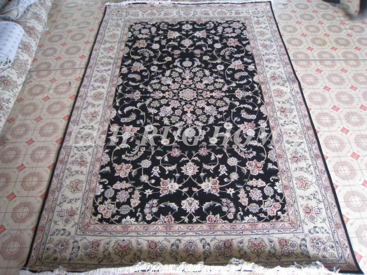 

Free shipping 6'X9' 160 Line Hand-knotted Wool and silk Oriental Persian carpet handmade carpet
