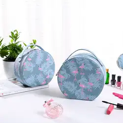 Портативный Фламинго круглой формы коробка для хранения емкости чемодан мода косметический чехол для путешествий водонепроницаемый