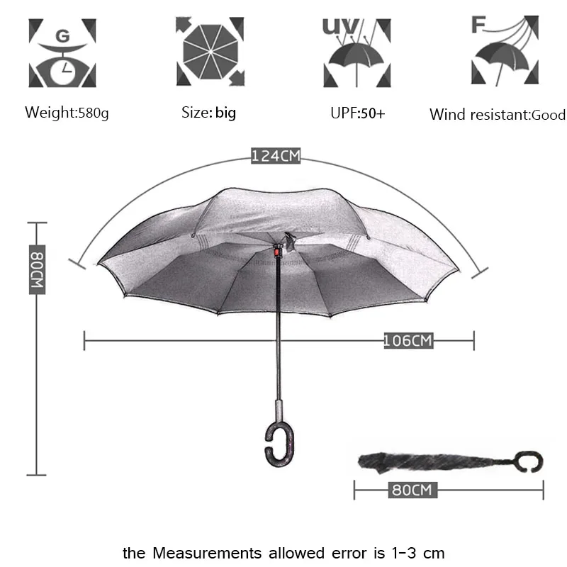 Najtaniej Yesello pomarańczowy kobiety C uchwyt odwrócony parasol składający się parasol dwuwarstwowy odwrócony wiatroszczelny deszcz dżentelmen parasol