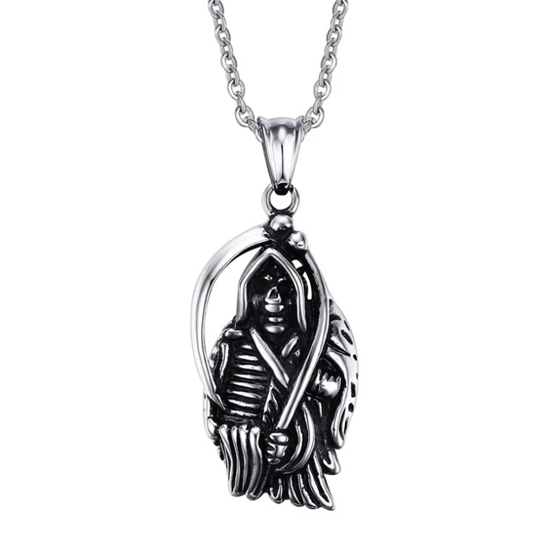 

Anime Stainless Steel Scythe Death Pendant Death Comes Men's Pendant Necklace