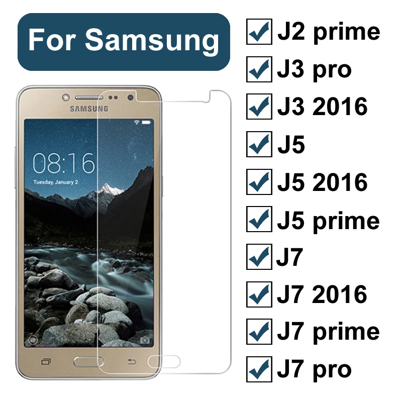 2PCS Protective glass on the for samsung galaxy j2 prime j3 j5 j7 pro j 2 5 7 2j sansung tempered gelaksi screenprotector