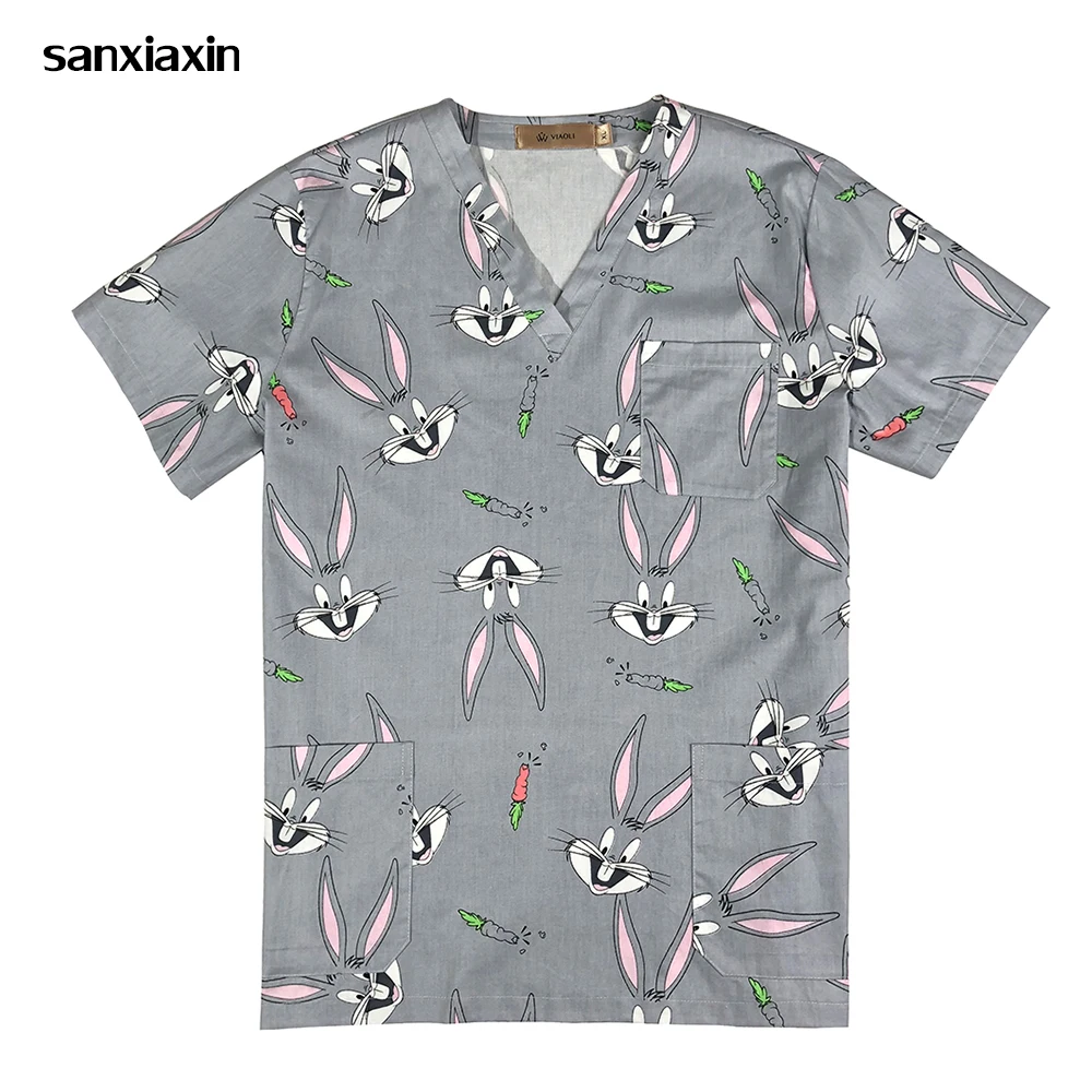 

Rabbit print Surgical Medical Uniform Hospital Nurse Uniform Beauty salon Dentist clinic pharmacy Pet veterinar Uniform lab coat