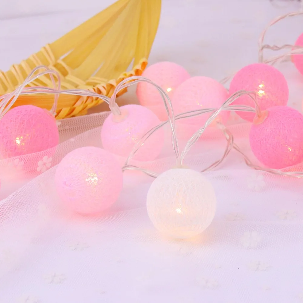 20 Led Pink Cotton Ball Holiday Decoration Light LED String Light Fairy Garlands Christmas Ramadan Wedding Party Bedroom JQ0 20 Led Pink Cotton Ball Holiday Decoration Light LED String Light Fairy Garlands Christmas Ramadan Wedding Party Bedroom JQ0
