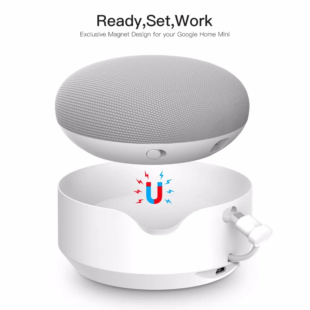 

Myriann Portable External Battery Base Rechargeable Power Bank with Magnetic Base& Anti-Slip Rubber Pads For Google Home mini
