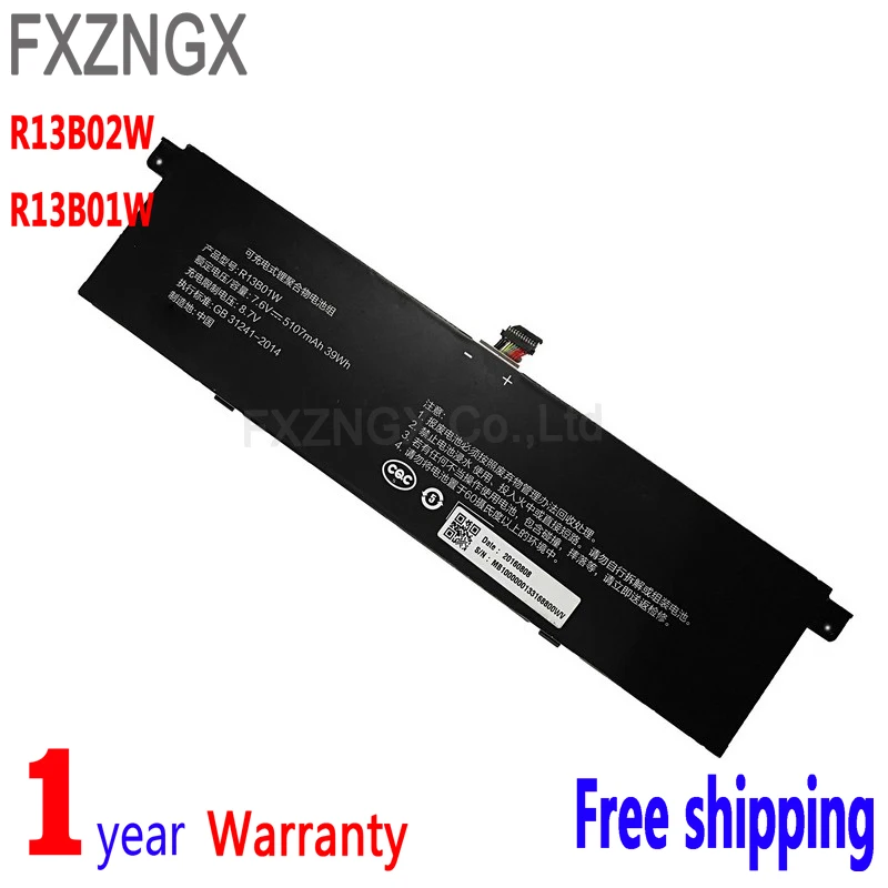 

FXZNGX R13B02W Portable computer Tablet Battery For Xiao mi mi Air 13.3" R13B01W Series 7.6 V39Wh / 5107 mAh