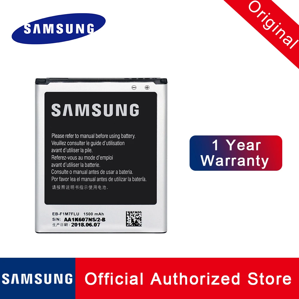 

100% Original Samsung Phone Battery EB-F1M7FLU For Samsung Galaxy S3 Mini i8190 Replacement Batteria Akku 1500mAh Fast shipping