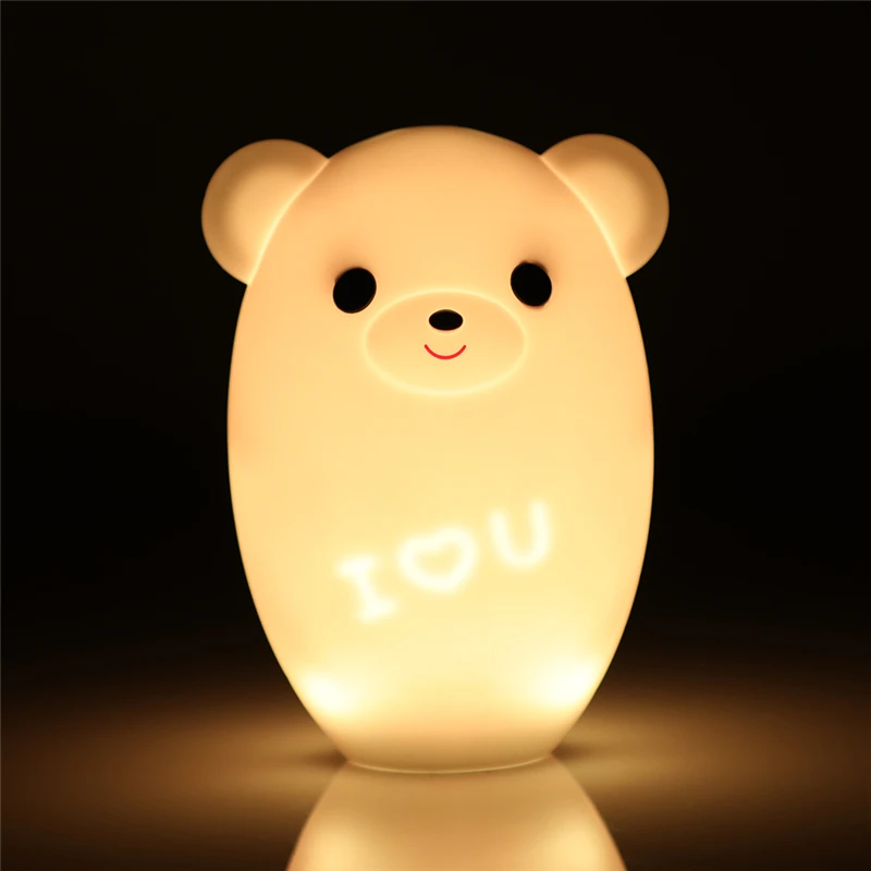 

Silicone Night Light Bedside Lamp Bear Color Light Children Cute Night Lamp Bedroom Kid Light Gift Pressure reducing toy 29