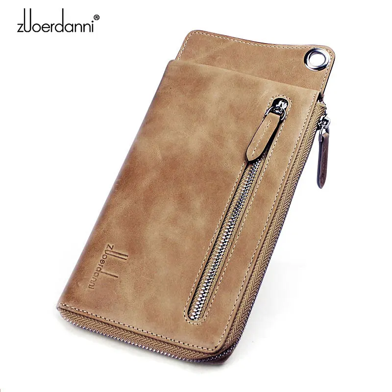 Wallet Men 's long section wallet wallet men' s wallet zipper leather cowhide phone wallet multi - functional hand bag