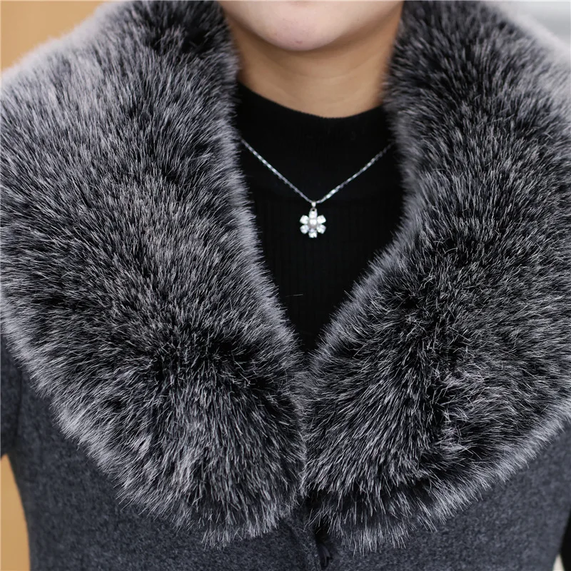 2019 green Mode Femmes Col Taille hiver Fourrure Manteau Longue Automne wine Red D'âge Laine Gray X1407 Grande Moyen Femelle Veste Nouvelles De 4SHxrvnq4B