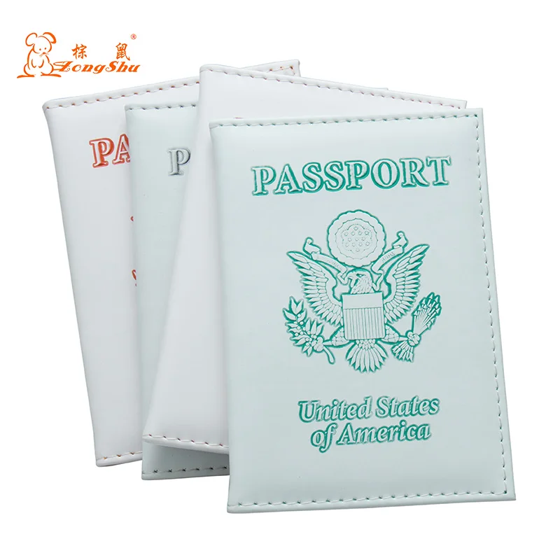 Green and white USA pu leather Double Eagle passport holder Unisex