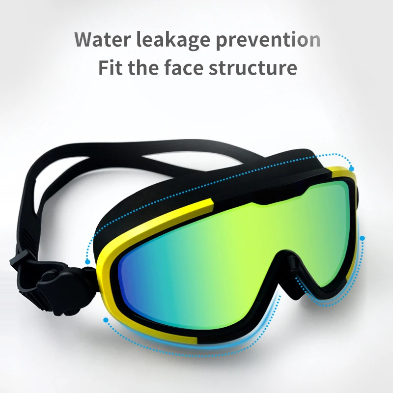 الرجال النساء المهنية مكافحة الضباب الغوص نظارات سباحة لينة سيليكون السباحة نظارات Uv400 كبيرة إطار نظارات سباحة