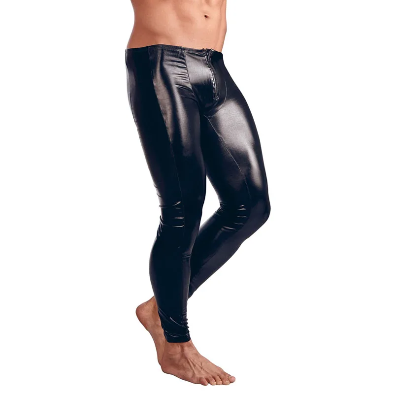 Plus Size Gothic Leggings Men's Trousers Pants Stage Performance Sexy Lingerie Men Wetlook Faux Leather PVC Gay Club Dance Wear