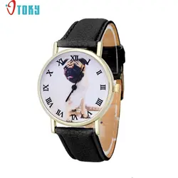 Часы OTOKY для женщин часы собака часы с изображением мопса для женщин Девушка из искусственной кожи кварцевые наручные часы Прямая доставка