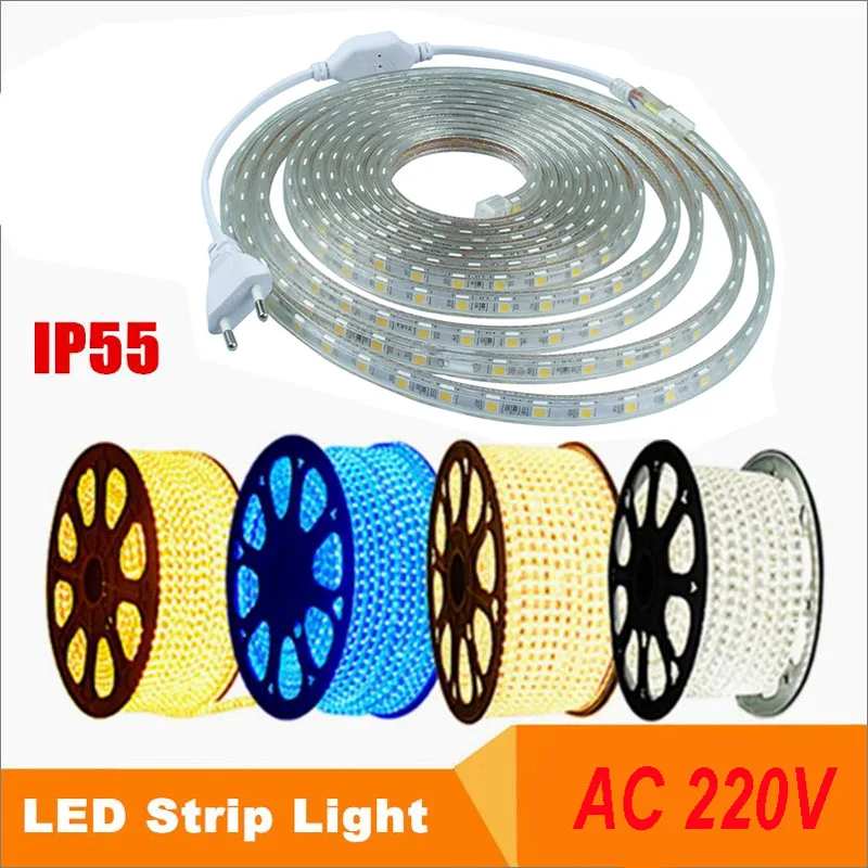 #Best Jiawen Waterproof IP65 Power Plug,60leds m 5050 SMD LED Flexible Light Strip (AC 220V )