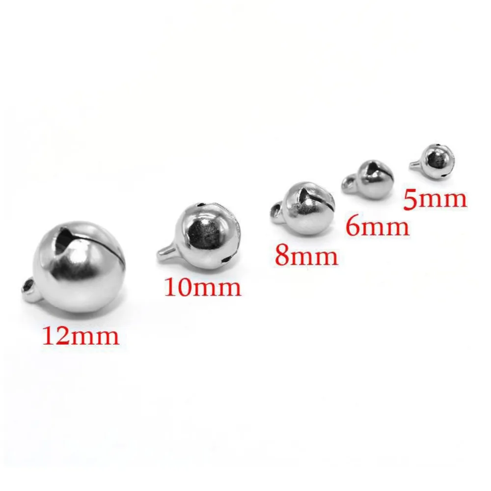 

5/6/8/10mm Stainless Steel Jingle Bells Pendants Hanging Christmas Ornaments Christmas Decorations Party DIY Crafts Accessories