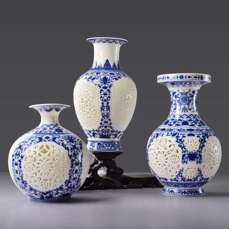 Фарфоровая ваза Jingdezhen декоративные украшения сине белая предметы интерьера